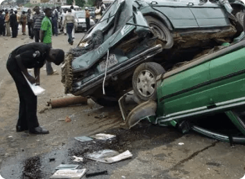 Ghana police accident scene taking report